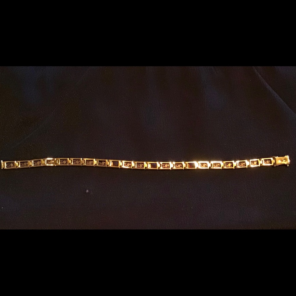 Antique gold and garnet bracelet (14k) - Picture 2 of 7